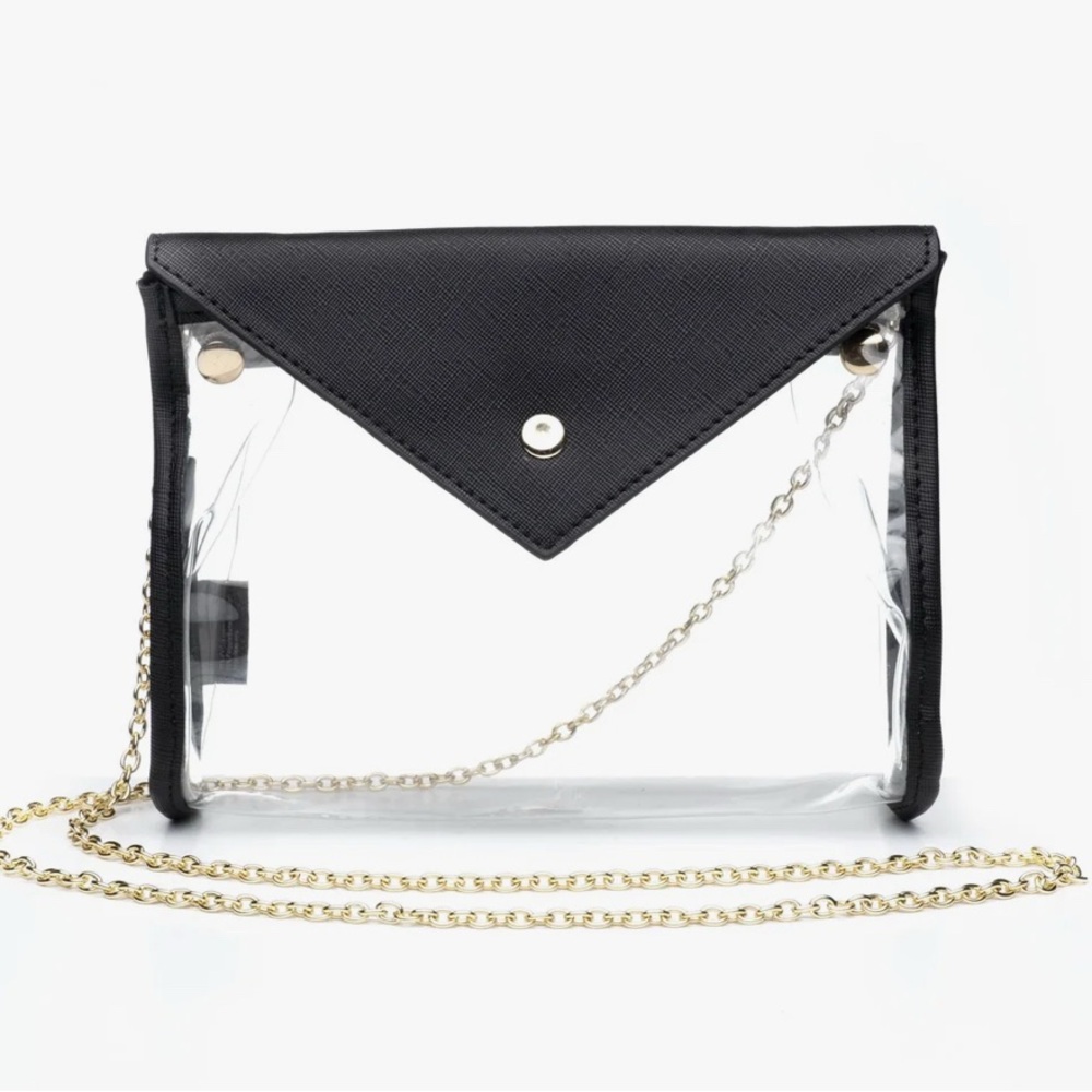 Clear Black Envelope Crossbody Bag by Hudson and Bleecker